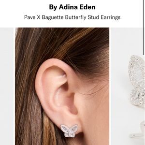Adina Eden pave butterfly studs in Gold